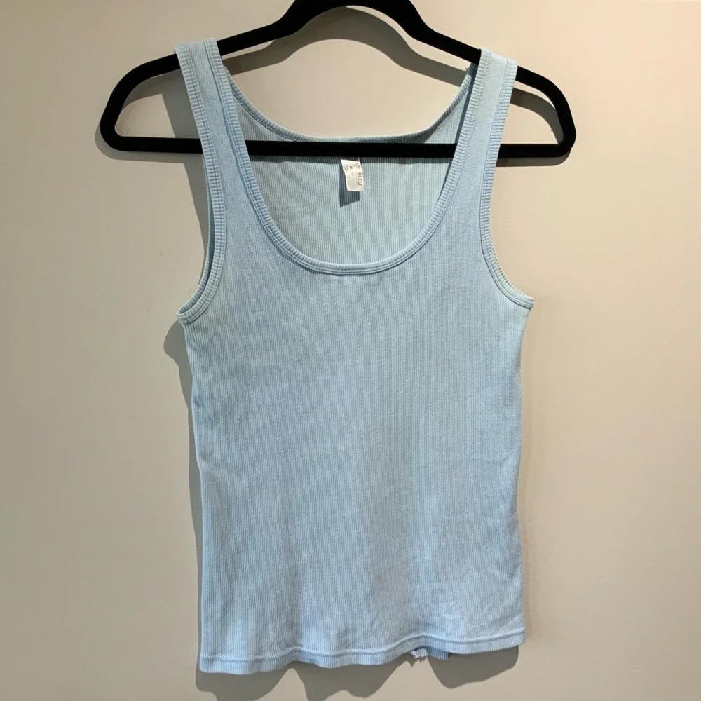 Light Blue Ribbed Tank Top - Picture 7 of 13